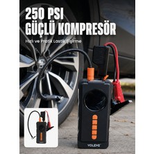 Kaufhier Dijital Araç Kompresörü 4 Fonksiyonlu Akü Takviye Lastik Şişirme Powerbank ve LED El Feneri