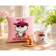 Kalk Kız Alem Baby Görsün Yastık Kupa Set, Arkadaşa ,sevgiliye Konsept Hediye