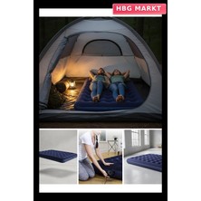 HBG Markt Çift Kişilik Şişme Yatak, Dayanıklı Vinil, Flokeli Yüzey, Kamp ve Ev Kullan