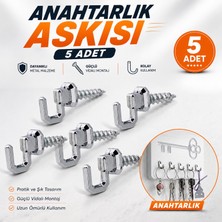 Nzb (5 Adet) Çengelli Duvar Dolap Çekmece Kapı Metal Anahtar Askı Anahtarlık Askısı Vidalı