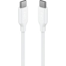 5DK36B Taks Usb-C - Usb-C 120CM 60W Pd/qc Hızlı Şarj/data Kablosu Beyaz