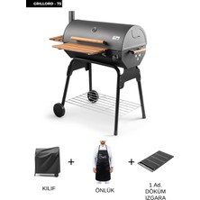 Cheffi Grillord‑75 Kömürlü Barbekü (1 Adet Döküm Izgaralı) + Hediye Seti (Önlük + Kılıf)
