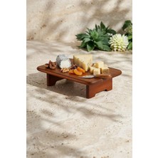 Atbyhome Akasya Ahşap Ayaklı Sunumluk 35x22x8 cm - Dikdörtgen Peynir Servis Tabağı