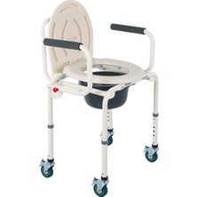 Baymedikal Comfort Plus Tuvalet Özellikli Tekerlekli Kovalı Komot Sandalyesi | Hareketli Kolçaklı DM-3520