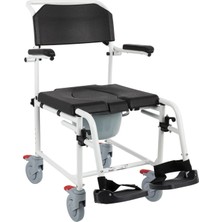 Baymedikal Comfort Plus Banyo ve Tuvalet Sandalyesi | Küçük Tekerlekli Katlanabilir Komot Sandalye Easy Shower
