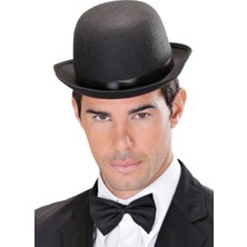 Aslanoğlu Store Plastik Charlie Chaplin Stil Yetişkin Şapkası Siyah Melon Parti Şapkası