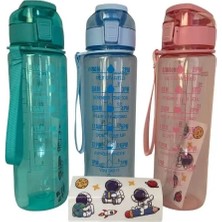 Aslanoğlu Store 1000 ml Kullanıma Uygun Motivasyon Su Matarası 1 Litre