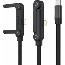 Hepu Armor Series HP-ALC01 27W Hızlı Şarj Kablosu - 1.5m Entegre Telefon Standlı ve 90° Açılı Lightning Şarj/veri Kablosu Dayanıklı Örgülü Yapı