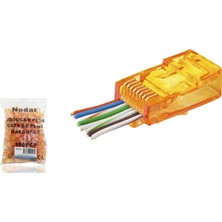 Aslanoğlu Store 100 Adet Cat6 Ez RJ45 Konnektör Turuncu / Ekonomik Poşet Paket