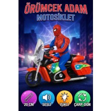 Farbu Oyuncak Örümcek Adam Temalı Çarp Dön Işıklı ve Sesli Motosiklet Eğlenceli Oyuncağı - 20 cm