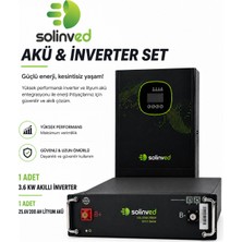Solinved 3.6kw Bağevi Paketi 1 Adet 3.6kw Akıllı Inverter 1 Adet 25.6V 200AH Lityum Akü