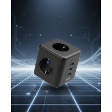 ALFA AKSESUAR 03 Elektronik Cihazlar Için Akım Korumalı 3 Prizli Usb’li Küp Priz