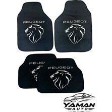Yaman Auto Peugeot Desenli Universal Her Araca Uyumlu Dijital Baskılı Oto Halı Paspas Seti 4 Parça - Ön 65X45 cm Arka 34X45 cm