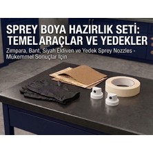 CAXCOLORS Sprey Boya Hazırlık Seti - Zımpara, Maskeleme Bandı, Siyah Nitril Eldiven ve 2 Adet Yedek Sprey Ucu / Nozzle