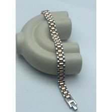 Biju Yılmaz Çelik Silver Rose Erkek Rolex Bileklik - 25BLKE04