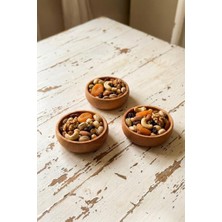 Atbyhome 3 Parça Doğal Ahşap Çerezlik Kaseler - 10 cm Kahvaltılık ve Mezze Sosluk Seti