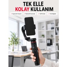 Profesyonel Aı Gimbal Selfie Stick Yüz Takipli Telefon Sabitleyici Bluetooth Kumandalı Katlanabilir Tripod