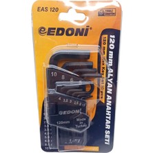 Edoni EAS-120-121 Alyan Anahtar Seti 120MM 10 Adet Kısa Siyah Düz - 6'li Paket