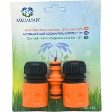 Medalyan MD-313 Lüx Otomatik Hortum Eki Bağlantısı 3'lu Set 1/2 - 20'li Paket
