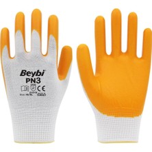 Beybi Pn-3 Poşetli Işçi Eldiven NO-9L-10XL Sarı Beyaz - 12'li Paket
