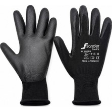 Sander G-111330 Nitril Işçi Eldiven No 8 Small Siyah Siyah Başlık - 10'li Paket