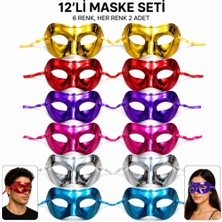 Ceylan Adam Mey Ithalat® Metalik Venedik Toptan Parti Maskesi Seti – 6 Renk Karışık