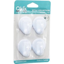 Qlux Ideas Qlux L-00734 Style Collectıon Yapışkanlı Beyaz Plastik Askı 4 Adet BRKT-017344 - 32'li Paket