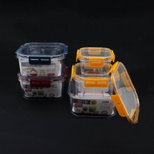 Soft Chef SOFTCHEF-00797 Mika Saklama Kabı Seti 400-900-1800ML 3 Adet Kare Silikon Contalı Kapak - 12'li Paket