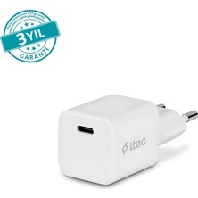 2SCG20B Ttec Smartcharger Gan 20W Pd Seyahat Hızlı Şarj Aleti Beyaz