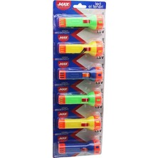 Zmax Energy MAX-3145 GH-9158 El Feneri 1.5V Pilli Renkli Plastik Askılı Kartela Stand - 6'li Paket