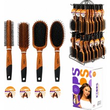 Keops Frç-47 449922 Tarak Bambu Gövde Saç Fırçası Metal Standlı Bambu Sap Silikon Kaplı Uç Fön - 64'li Paket