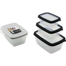 Qlux Ideas Qlux L-00771 Bio Extra Sızdırmaz Saklama Kabı Set 3 Adet 400-800-1600ML Şeffaf Pls.kap - 18'li Paket