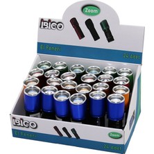 İbico Ibico İ10-006 El Feneri Çap:3cm Mini 9.6cm-10.3cm Pilli Zoomlu Metal Siyah Renkli Kasa Cep - 24'li Paket