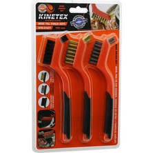 Kinetex KTX-3127 Mini Tel Fırça Seti 180MM 3 Adet Çift Yön Naylon F. Döşeme Prinç F. Temizlik - 12'li Paket