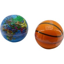 Almiran ALM-3502 ALM-3504 Stres Topu Küçük Boy 6.3cm Sünger Dünya Haritası Basketbol Topu - 12'li Paket