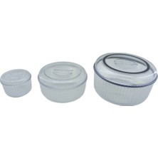Cenoa Crystal Ware F-402 Saklama Kabı 350ML 4750ML 3100ML 1300 3 Adet Set Mika Yuvarlak - 12'li Paket
