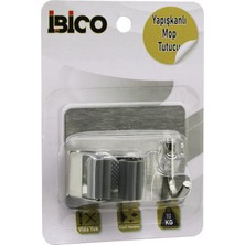İbico Ibico İ13-066 10KG. Taşıma 2in1 Askı Metal Mop Sap Tutucu Yapışkanlı Montaj Metal Plaka - 12'li Paket