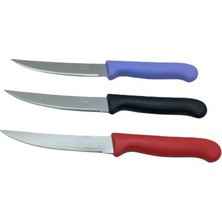 Tujo KNIVES-2280 Sebze ve Ekmek Bıçak Tekli Büyük Tırtırlı Renkli Plsatik Saplı - 12'li Paket