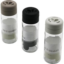 Qlux Ideas Qlux C-00153 Star Tuzluk ve Baharatlık 245CC Plastik Kapak 3 Sitil Döküm Şeffaf Cam - 12'li Paket