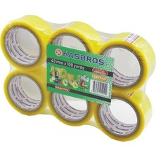 Hasbros HBR-0038 Koli Bantı 45MMX100YARDS Bandı Şeffaf Akrilik Yapışkan - 6'li Paket