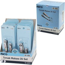 İbico Ibico İ15-006 Tırnak Makası Seti 2 Adet 1-Büyük 1-Küçük Renkli Desenli - 12'li Paket