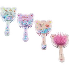 Haır Comb Happy BAYSA-1577 Lüks Saç Fırça ve Tarak Simli Kız Çocuk Mika Kristal Plastik Saplı - 12'li Paket