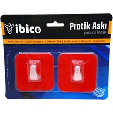 KRT Ibico K17-405 Pratik Askı Plastik 2 Adet Güçlü Yapıştırıcı Yapışkanlı Kolay Montaj - 20'li Paket
