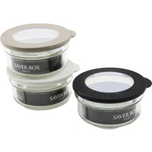 Qlux Ideas Qlux C-00266 Flat Saklama Kabı 415CC Saver Box Şeffaf Pvc Göbek Kapak Renkli Silikon Kenar Cam - 18'li Paket