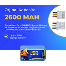 Sunny SNYRBT12 Hero Extra Robot Süpürge 2600 mAh 14.4 V  Batarya – Orjinal Uyumlu Uzun Ömürlü, Yüksek Performans Pil
