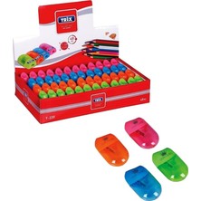 Trix T-220 Oval Kapaklı Renkli Kalemtıraş Tekli - 48'li Paket