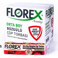 FLOREX-402 Avantaj 55X60CM Çöp Torbası 10 Adet Orta Büzgülü Çilek Kokulu - 25'li Paket