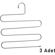 YAKUT-2686 Krom Akıllı Pantolon Askı 3 Adet Giysi Askısı Dolap Içi Yer Kazandıran Pantolon - 20'li Paket