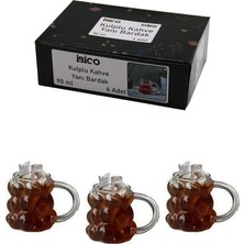 İbico *ibico İ22-137 Kahve Yanı Bardak 90ML 6 Adet Üzüm Kulplu Kabarcıklı Cam - 24'li Paket