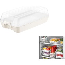 Dünya DP-07412-101 Şeffaf Plastik Buzdolabı Organizeri Kapaklı 320X183X103MM Kar Beyaz - 12'li Paket